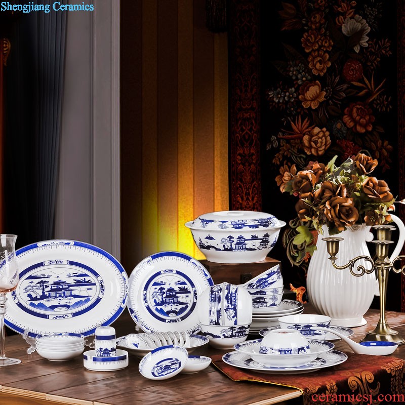 Bowl sets jingdezhen ceramic nine domain 56 skull porcelain tableware traditional glair pot microwave bowl plates