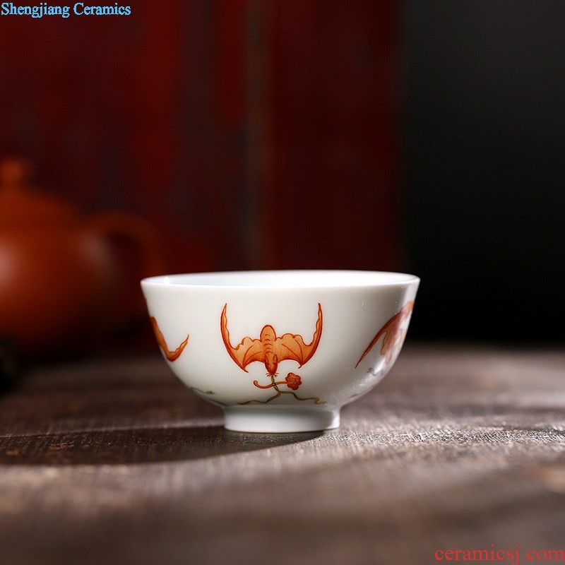 Blue and white youligong hand-painted flowers all around square cup of jingdezhen ceramic kung fu tea tea service master cup by hand