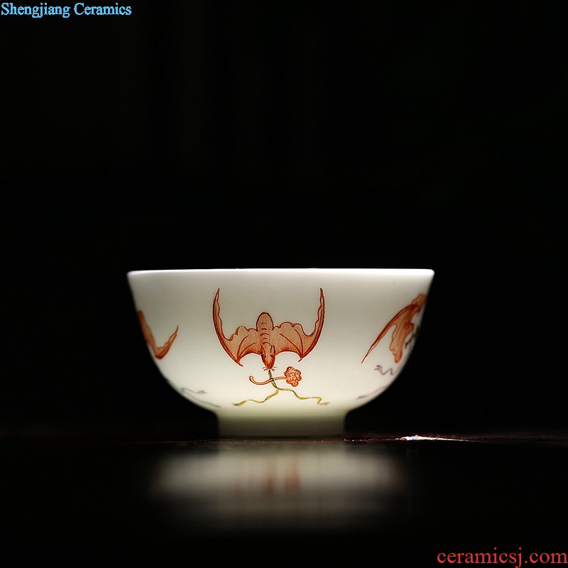 Blue and white youligong hand-painted flowers all around square cup of jingdezhen ceramic kung fu tea tea service master cup by hand