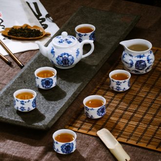 Jingdezhen nine domain 7 head hand-painted ceramic kung fu tea set A complete set of creative high-grade package mail teacup teapots