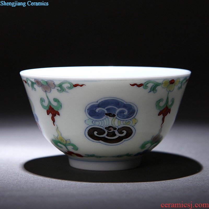 Jingdezhen ceramic nine domain color antique hand-painted porcelain dou qing qianlong sum hen bowl bowl of chicken with cylinder cup