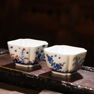 Jingdezhen single cup doucai dou color grape cup hand draw archaize ceramic tea cup sample tea cup