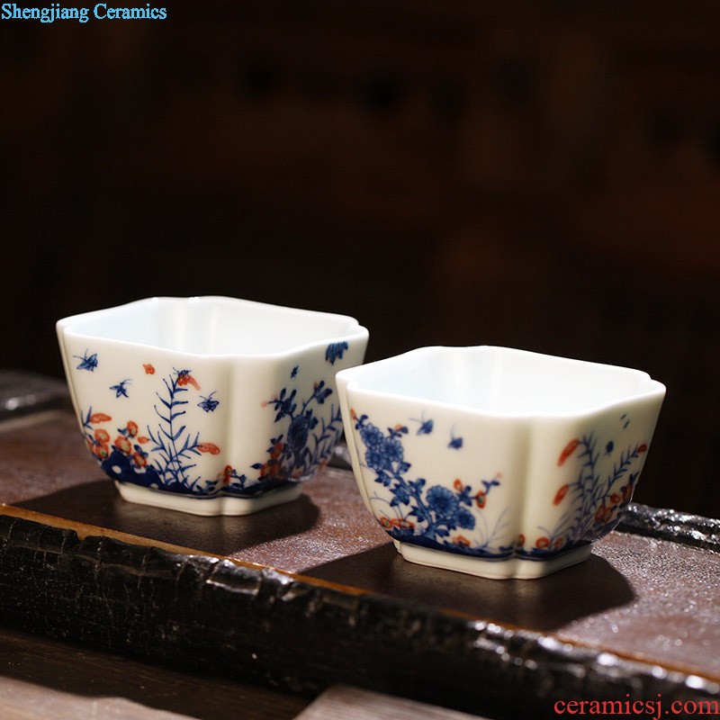 Jingdezhen single cup doucai dou color grape cup hand draw archaize ceramic tea cup sample tea cup