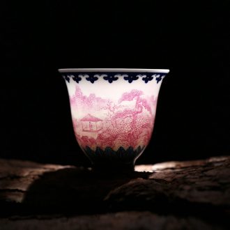 Master kung fu tea cup single cup sample tea cup blue agate hong shan ju cup hand-painted ceramic cup tea cup