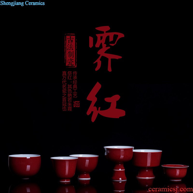 Master kung fu tea sample tea cup cup single cup personal cup tea cups of jingdezhen blue and white agate red plantain