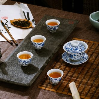 Blue and white porcelain of jingdezhen ceramic tea set nine domain 8 head tea set suits Chinese hand-painted teacup under the glaze of a complete set of the teapot