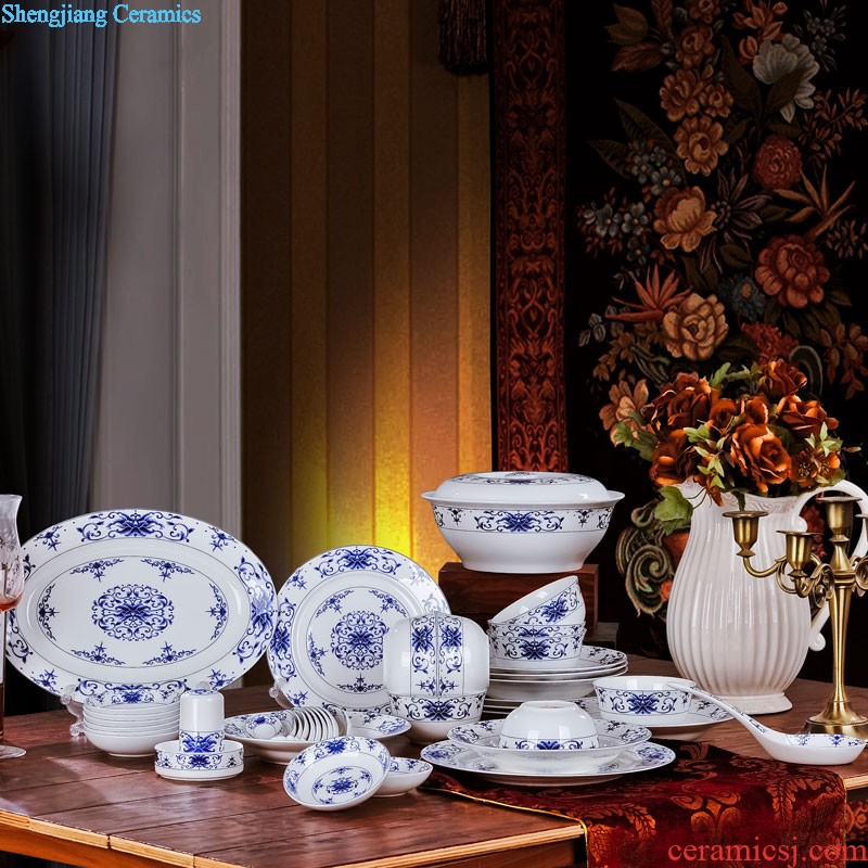 Sun island jingdezhen 56 head of household ceramics tableware suit nine domain Ou bone porcelain set of dishes