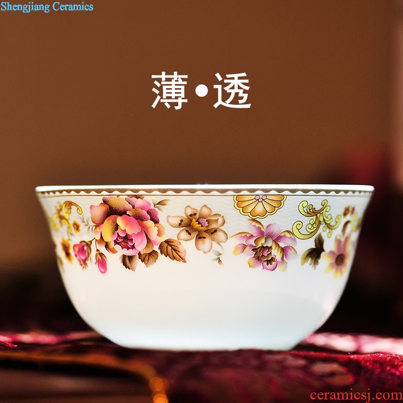 Home dishes suit Jingdezhen ceramic tableware nine domain 58 skull porcelain bowl chopsticks wedding gifts bowl of plates