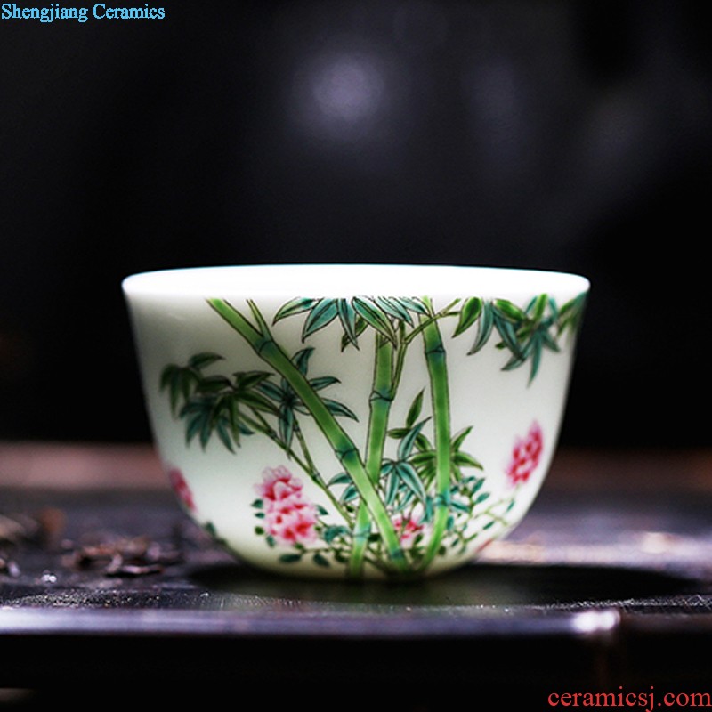 Jingdezhen ceramic sample tea cup tea kungfu tea cup archaize color in color cylinder cup chicken fights the small cup