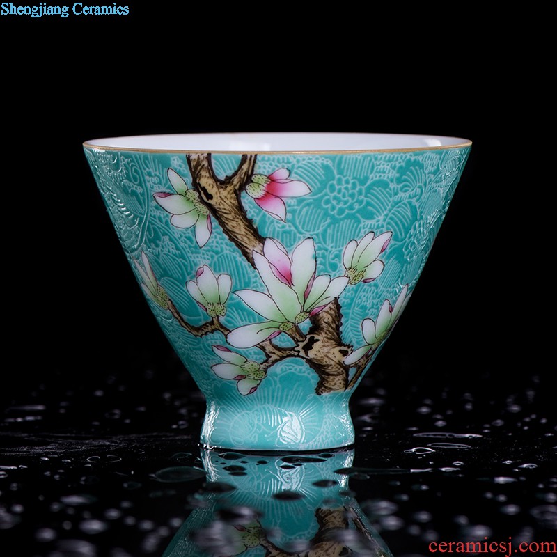 Jingdezhen ceramics only three tureen teacups hand-painted large blue and white porcelain bowl with white porcelain tea bowl of kung fu tea set