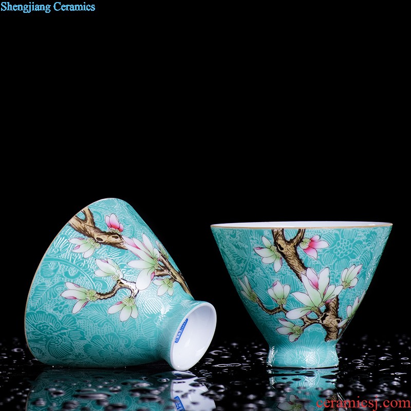 Jingdezhen ceramics only three tureen teacups hand-painted large blue and white porcelain bowl with white porcelain tea bowl of kung fu tea set