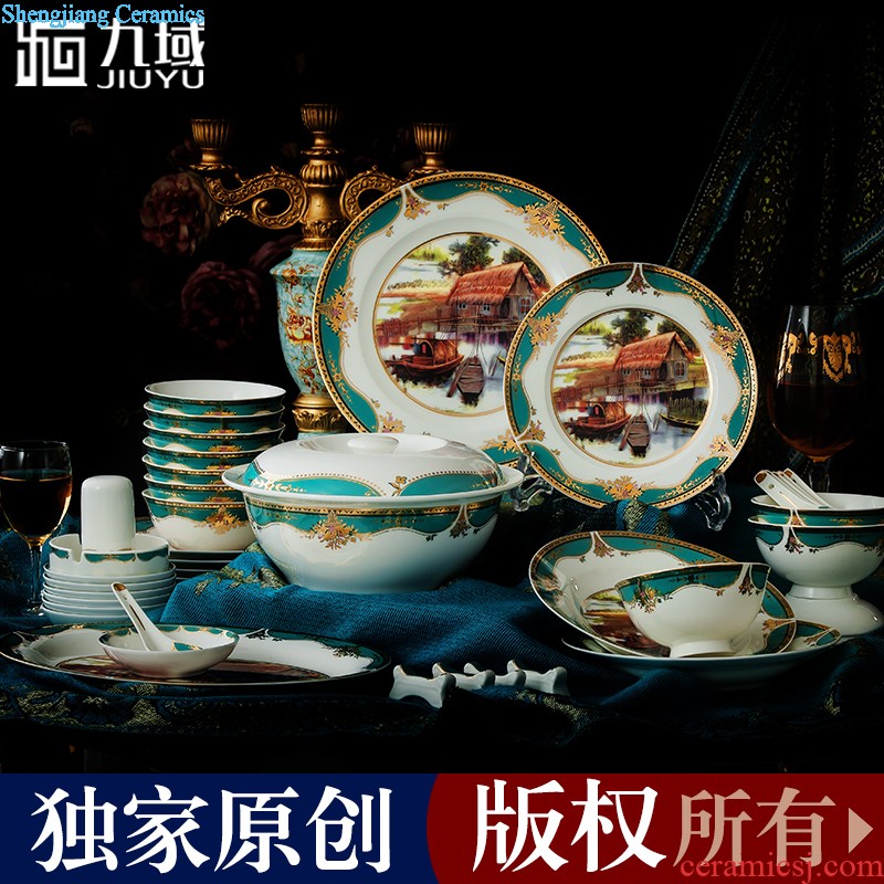 Jingdezhen ceramic tureen tea hand-painted steak spend three to make tea tureen tea cups large bowl