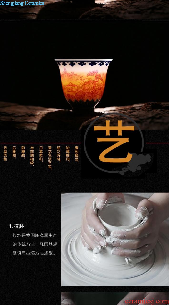 Master kung fu tea cup single cup sample tea cup blue agate hong shan ju cup hand-painted ceramic cup tea cup