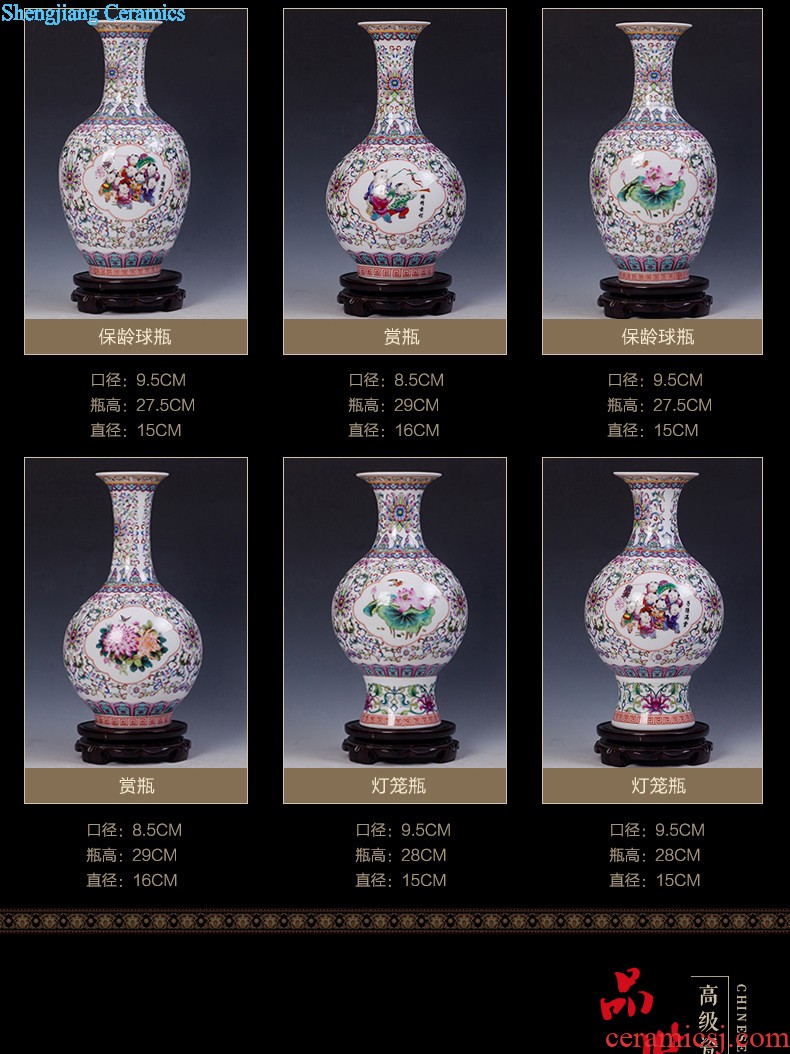 JingLongXuan jingdezhen ceramics Colored enamel vase Modern household adornment handicraft furnishing articles in the living room