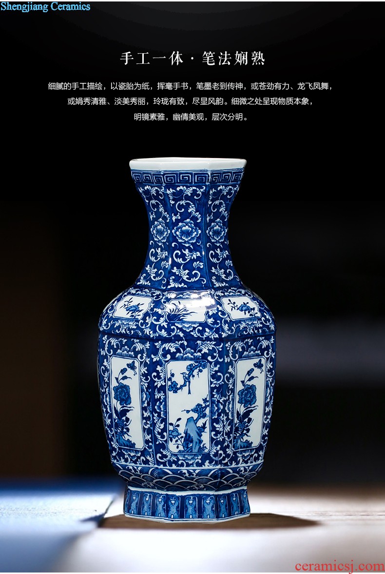 Jingdezhen ceramics vase antique blue-and-white large flower arranging new porch sitting room of Chinese style household act the role ofing is tasted furnishing articles