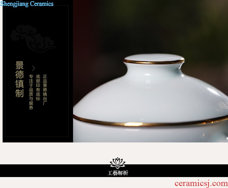 Archaize of yuan blue and white porcelain tableware prince pot soup pot broad-brimmed pot guiguzi bone porcelain jingdezhen high-grade ceramics