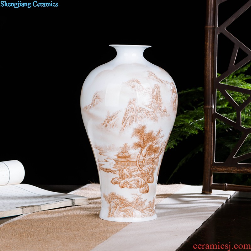 Jingdezhen ceramics vase China red peach gourd home sitting room adornment feng shui is festival furnishing articles