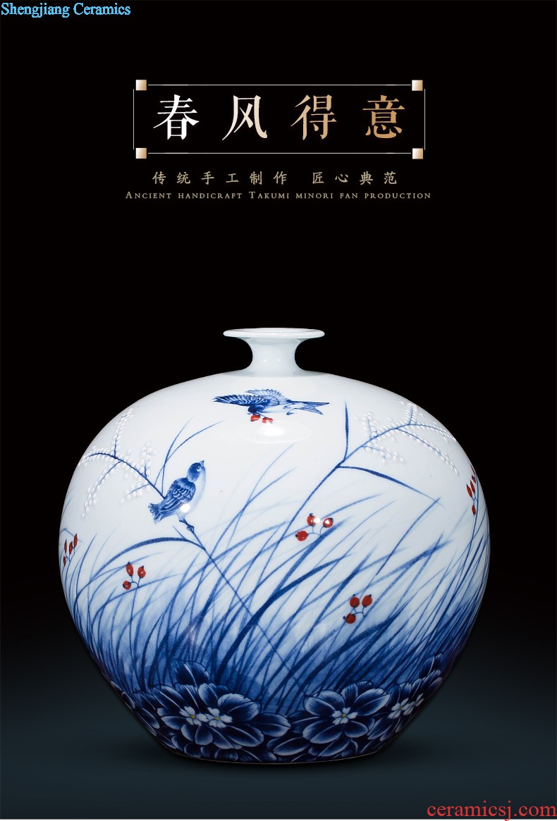 Jingdezhen ceramics large vases, rich yellow peony gourd home sitting room adornment hotel furnishing articles