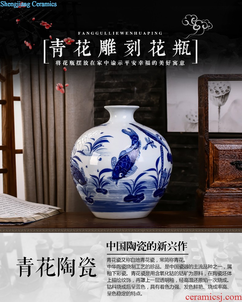 Jingdezhen ceramics hand-painted vases MeiHe double flower arranging clearer Chinese style home sitting room adornment is placed a gift