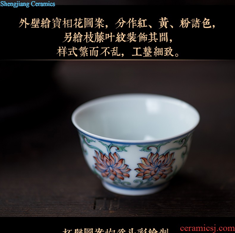 Hand painted blue and white agate red exposure cup sample tea cup of jingdezhen ceramic kung fu tea tea service master cup by hand