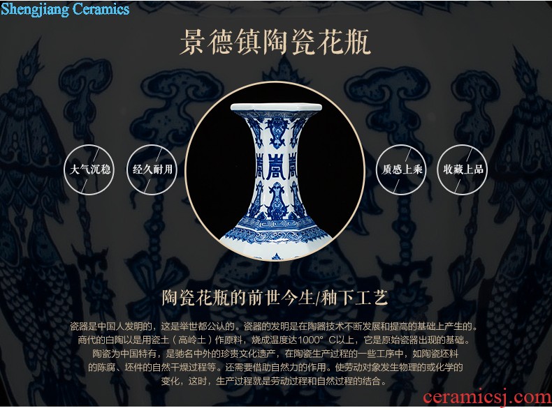 Jingdezhen ceramics vase antique blue-and-white large flower arranging new porch sitting room of Chinese style household act the role ofing is tasted furnishing articles