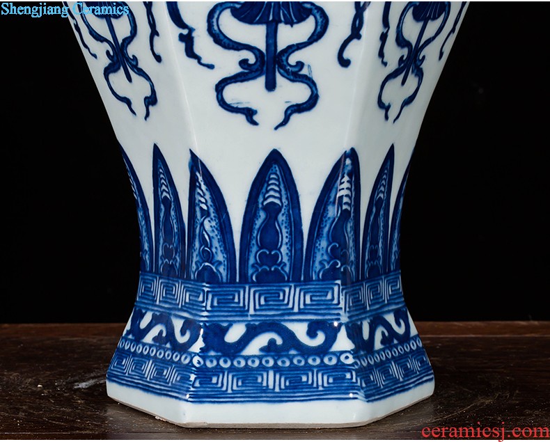 Jingdezhen ceramics vase antique blue-and-white large flower arranging new porch sitting room of Chinese style household act the role ofing is tasted furnishing articles