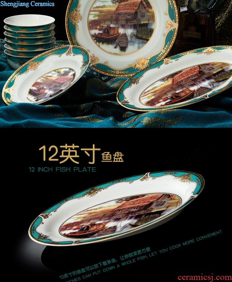 Jingdezhen ceramic tureen tea hand-painted steak spend three to make tea tureen tea cups large bowl