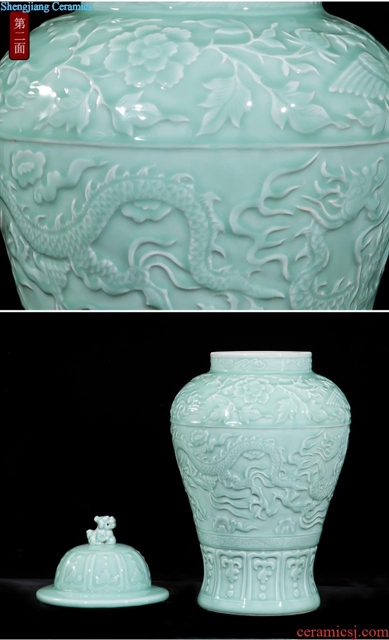 Jingdezhen ceramic celebrity master hand draw more than jiangshan jiao large vase household adornment handicraft furnishing articles