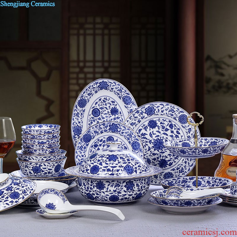 Jingdezhen high-class european-style kitchen household ceramics tableware bone porcelain tableware dish dish suits gift boxes