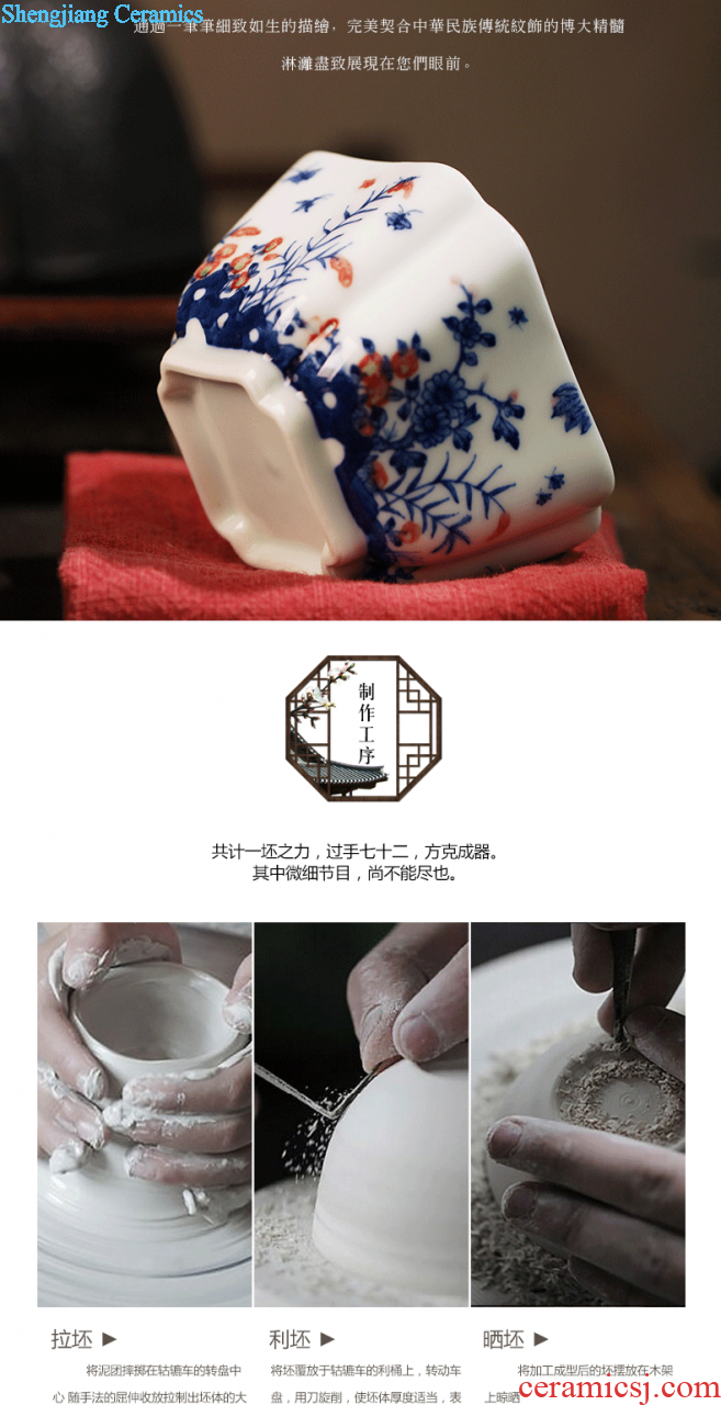 Jingdezhen single cup doucai dou color grape cup hand draw archaize ceramic tea cup sample tea cup