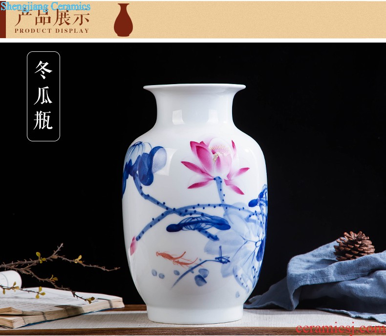 Contracted and contemporary jingdezhen ceramics vase carve shadow green rich ancient frame wine sitting room adornment home furnishing articles