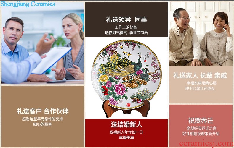 Jingdezhen ceramics furnishing articles household decorations hanging dish sitting room wine rich decorative plate Chinese arts and crafts