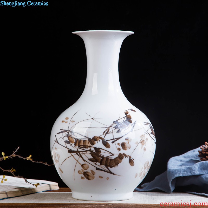 Jingdezhen ceramics hand-painted shrimp boring vase wine porch home decoration sitting room TV ark furnishing articles