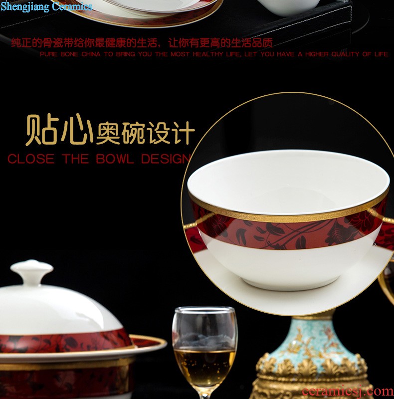 Home dishes suit High-grade bone China tableware jingdezhen ceramic bowl chopsticks nine domain suit European dishes porcelain