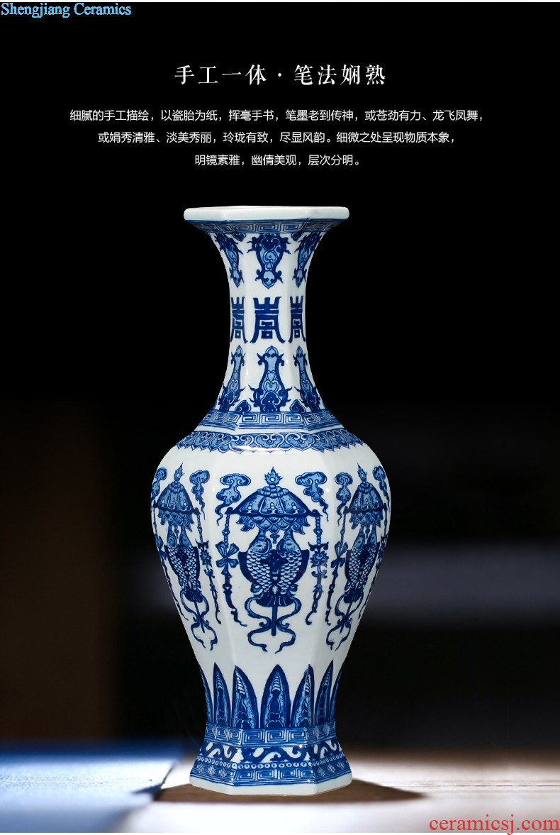 Jingdezhen ceramics vase antique blue-and-white large flower arranging new porch sitting room of Chinese style household act the role ofing is tasted furnishing articles