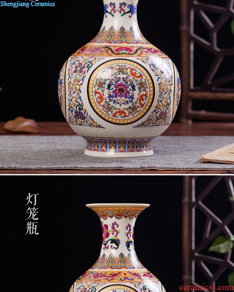 JingLongXuan jingdezhen ceramics Colored enamel vase Modern household adornment handicraft furnishing articles in the living room