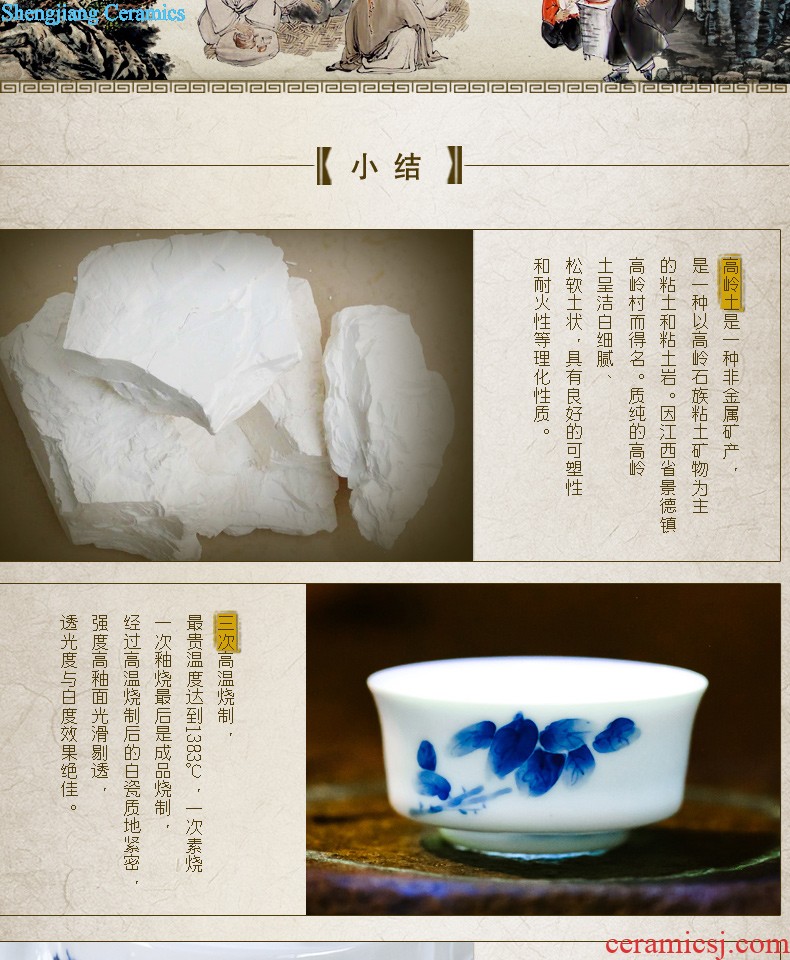 Nine domain jingdezhen blue and white color bucket honeysuckle archaize yongzheng grain glass ceramic tea set kung fu small tea cups