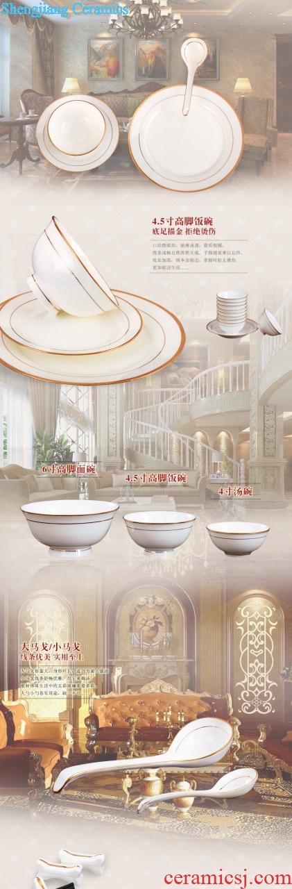 Blue and white porcelain high-end jingdezhen 56 head phnom penh ceramics tableware nine domain The western-style bone bowls disc suits