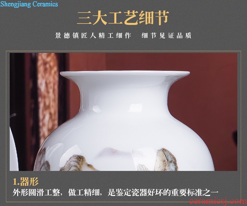 Jingdezhen ceramics vase Chinese penjing flower arranging large three-piece wine ark decoration plate of household decoration