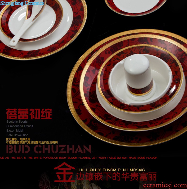 Home dishes suit High-grade bone China tableware jingdezhen ceramic bowl chopsticks nine domain suit European dishes porcelain