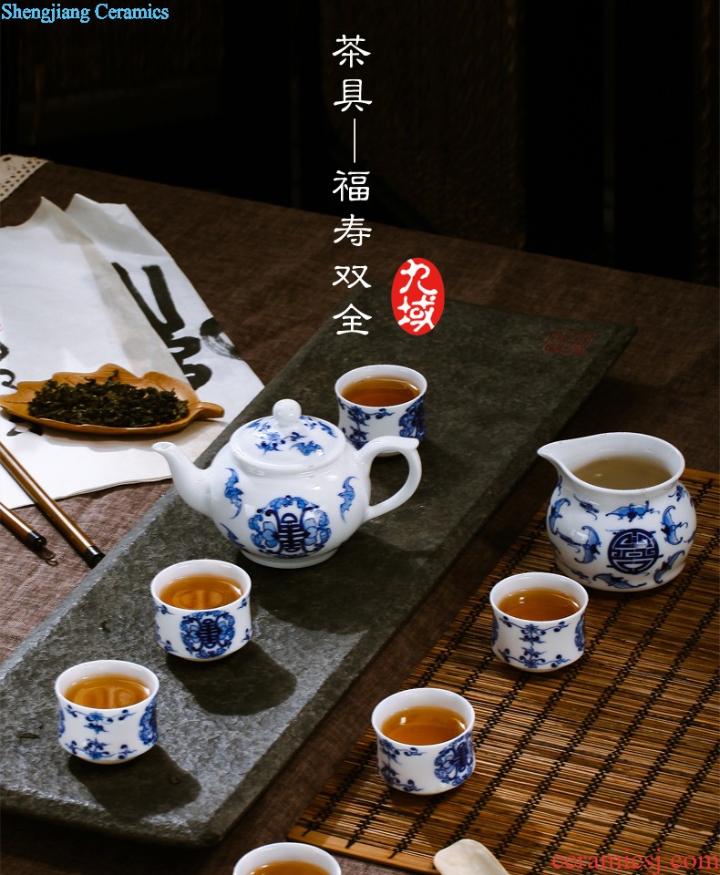 Jingdezhen nine domain 7 head hand-painted ceramic kung fu tea set A complete set of creative high-grade package mail teacup teapots