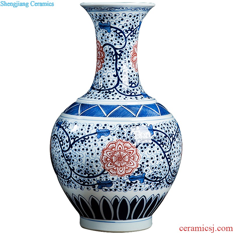 Jingdezhen ceramics big vase sitting room crafts flower arranging landing Chinese style household adornment office furnishing articles