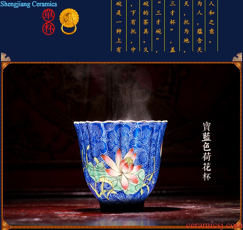 Hand painted blue and white square cup sample tea cup youligong jingdezhen ceramic kung fu tea tea service master cup by hand