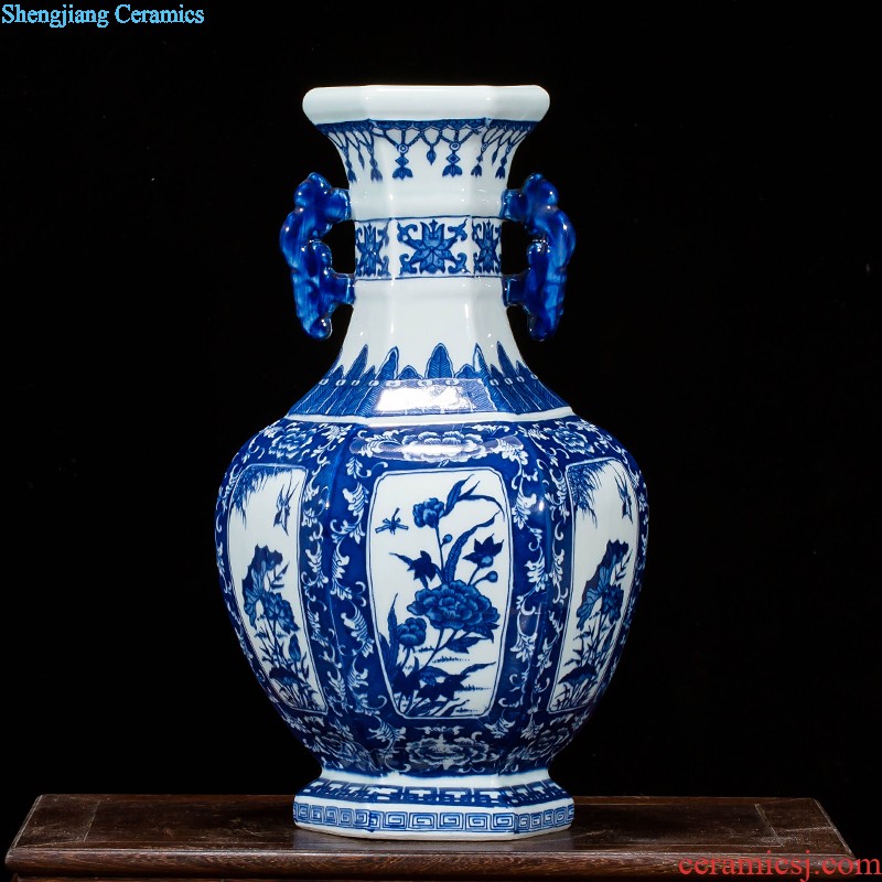 Jingdezhen ceramics vase antique blue-and-white large flower arranging new porch sitting room of Chinese style household act the role ofing is tasted furnishing articles