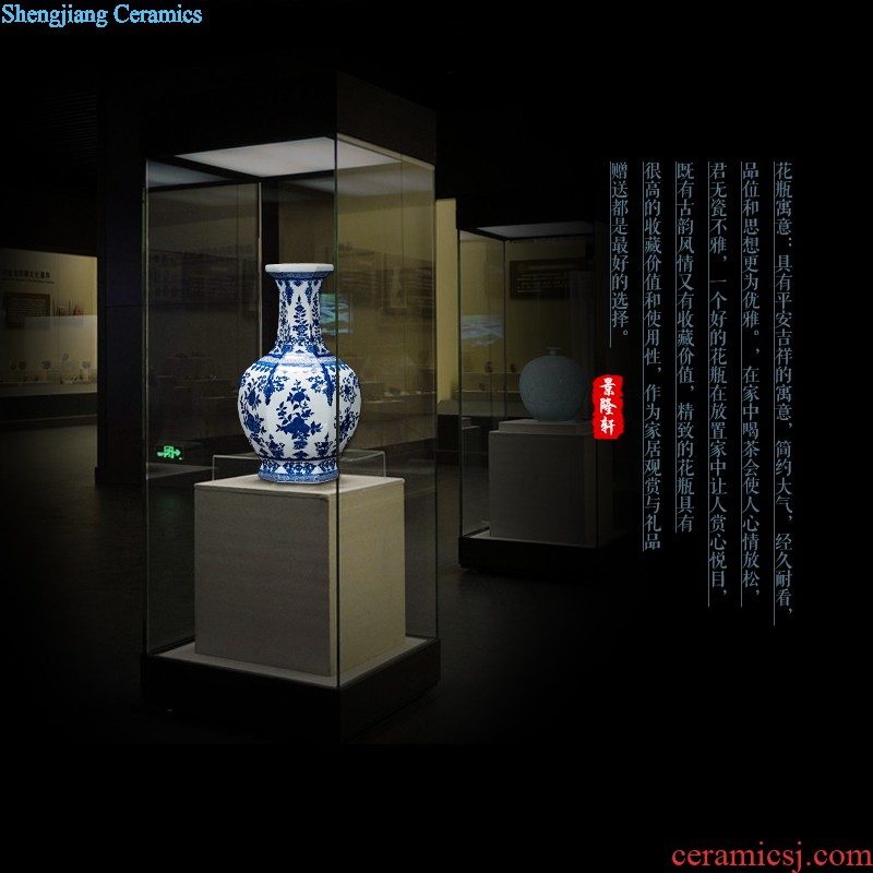 Antique porcelain sitting room Jingdezhen blue and white porcelain Archaize ceramic vase Viewing place vase vase planting