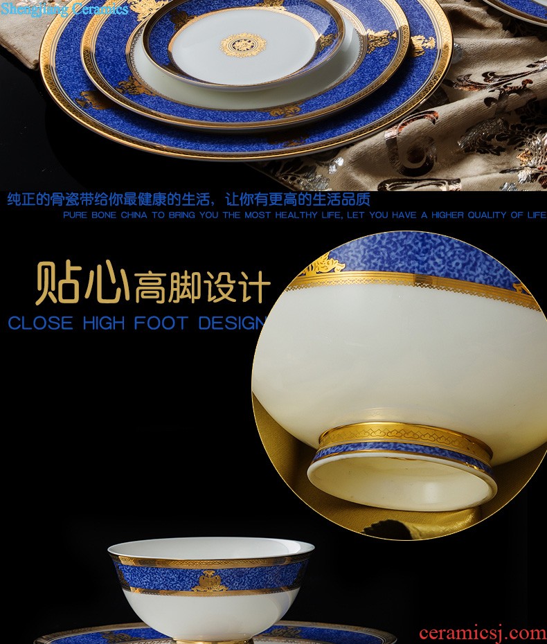 Phnom penh jingdezhen blue and white dishes suit nine domain 56 head Korean classical household daily-used porcelain tableware ceramics