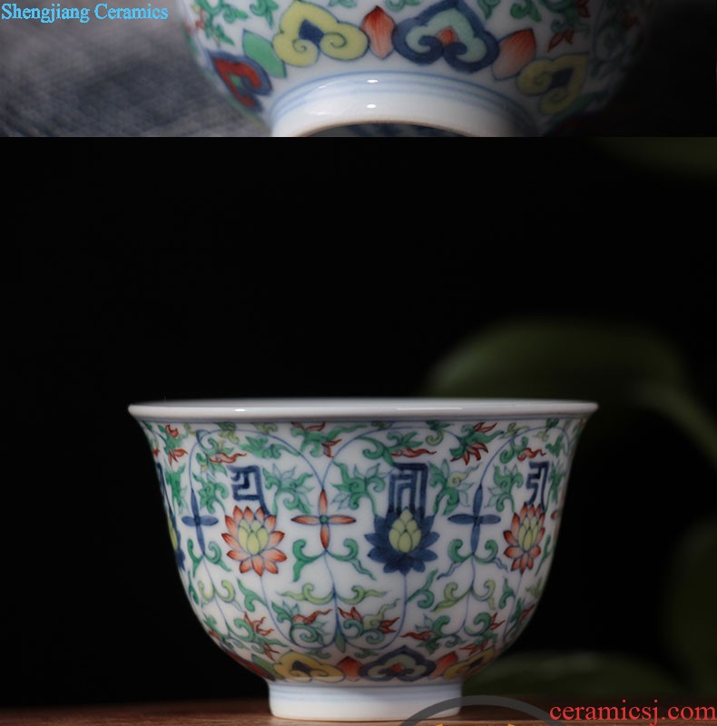 Jingdezhen nine domain hongyun landscape in the bell cup blue agate red tea cup sample tea cup personal kung fu cup