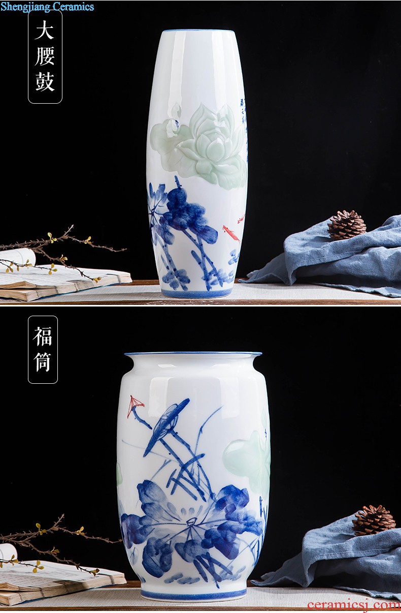 Jingdezhen ceramics Hand painted blue and white porcelain vase handicraft carving sitting room ark furnishing articles home decoration