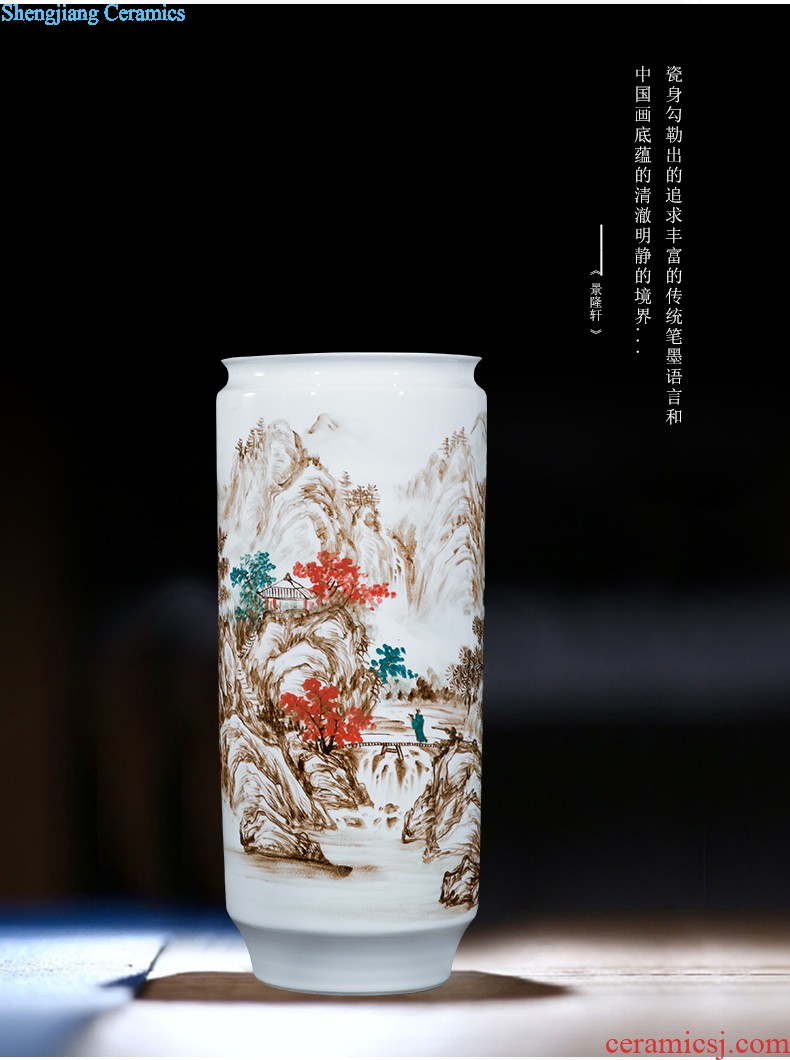 Jingdezhen ceramics by hand carve shadow dragon totem big vase villa home decoration collection furnishing articles