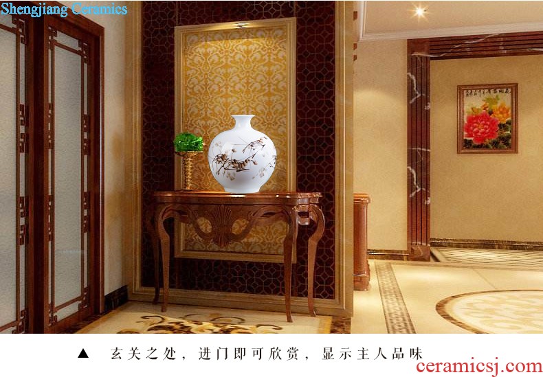 Jingdezhen ceramics hand-painted shrimp boring vase wine porch home decoration sitting room TV ark furnishing articles